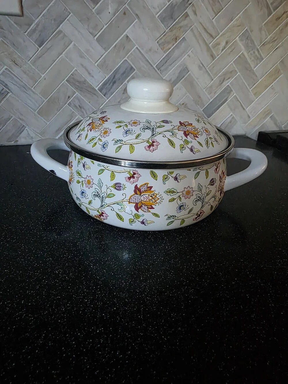 Minton Prinz HADDON HALL 1.5 QT Covered Casserole Stove Top Enameled Pan GERMANY